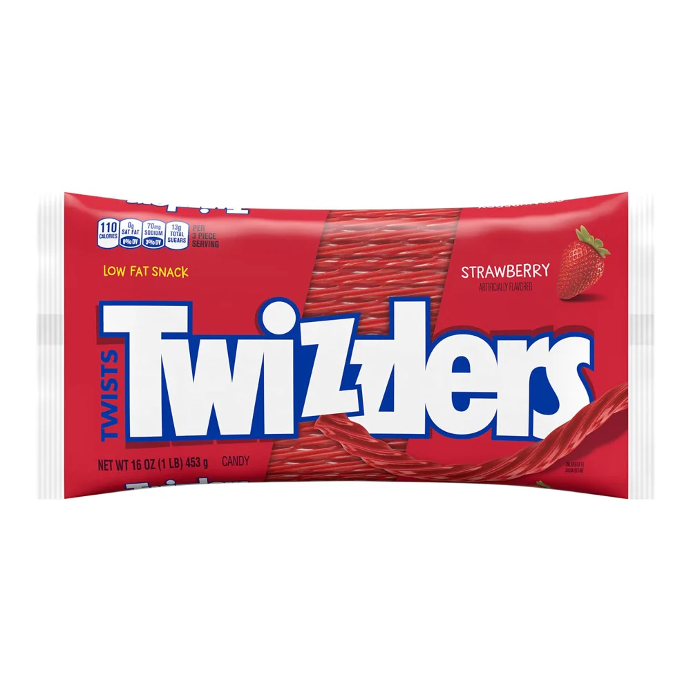 TWIZZLERS Twists Strawberry Flavored Licorice Style, Low Fat Candy Bag, 16 oz