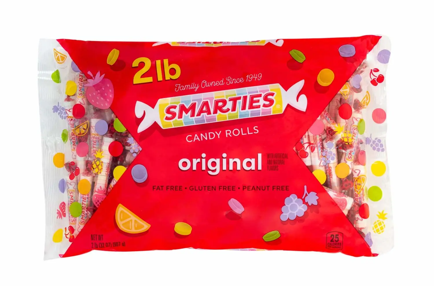 Smarties Candy Rolls Original Flavor Bulk Gluten Free & Vegan Delight | Classic Sweetness from Family Owned Since 1949 | Peanut Free Dairy Free & Allergen Free | Perfect Halloween Treat - 2 Pound Bag