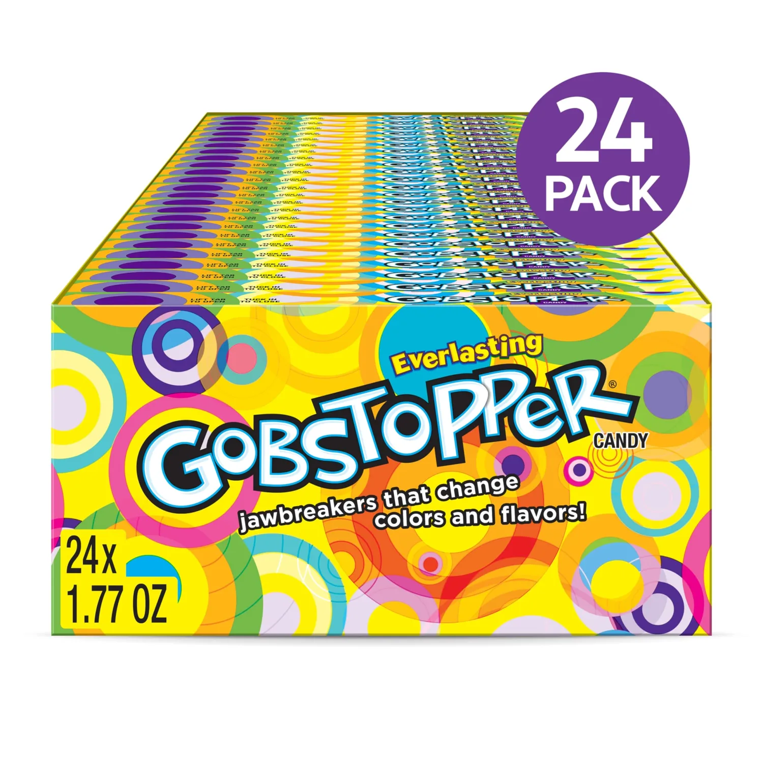 Wonka Everlasting Gobstopper, Candy, Jawbreaker Candy, 1.77 oz (24 ct)