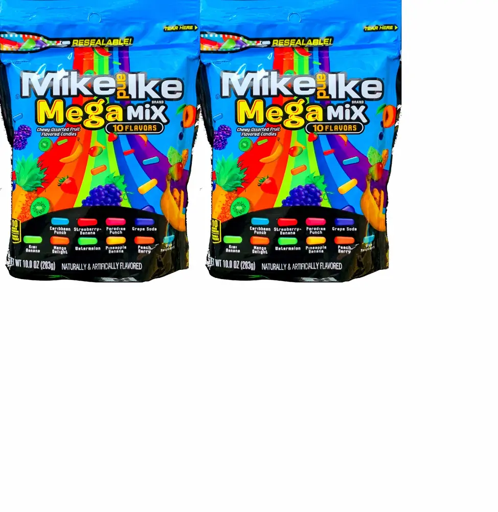 NEW Mike And Ike Original Fruits & 10 Flavor Mega Mix- 10 oz. Bags Full Of Sweet Fruity Treats (Mega Mix, 2)