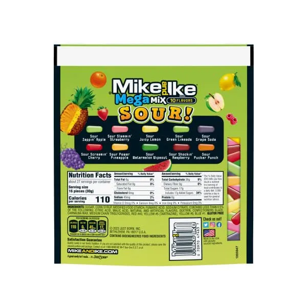 Mike and Ike, Mega Mix Sour, 28.8 Ounce