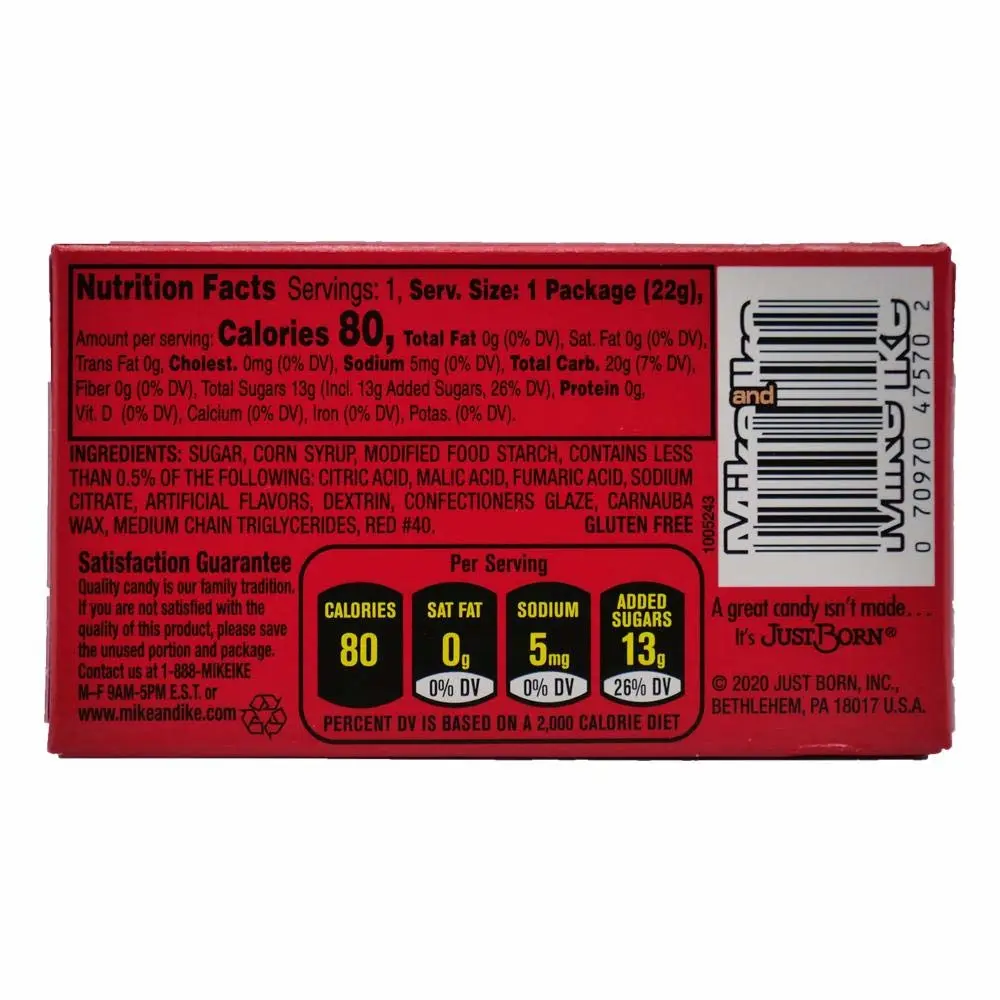 Mike and Ike Cherry Chewy Candies - Case of 24 0.78-oz. Box