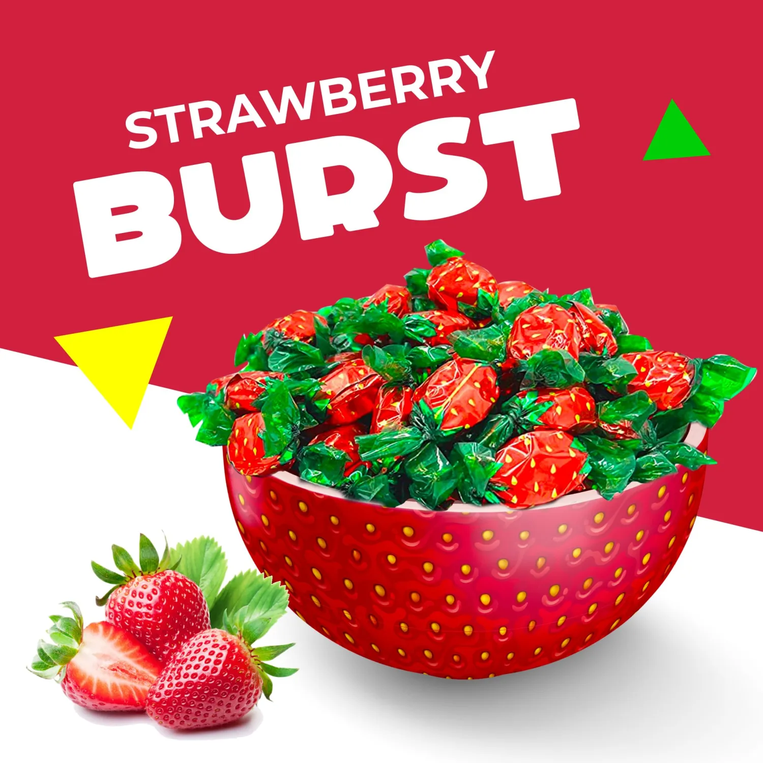 Strawberry Filled Bon Bons | 1 Pound Bag | Hard Candy | Individually Wrapped