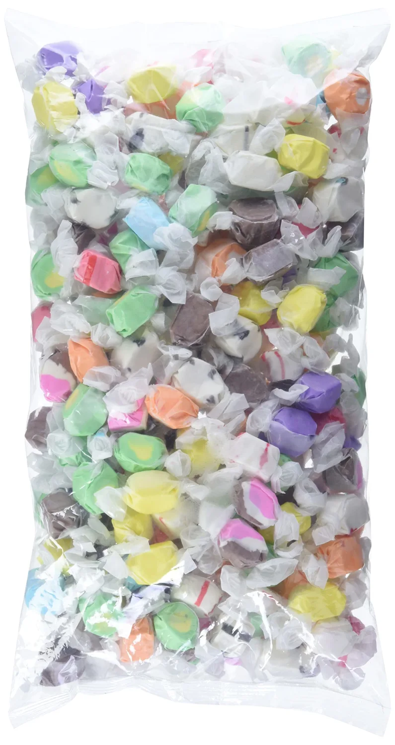 Sweet Candy Company Salt Water Taffy Individually Wrapped - Salt Water Taffy Candy Bulk, Old Fashioned Assorted Flavors, Soft and Chewy Candy Mix, Gluten Free Variety Pack - 3 lb Bag