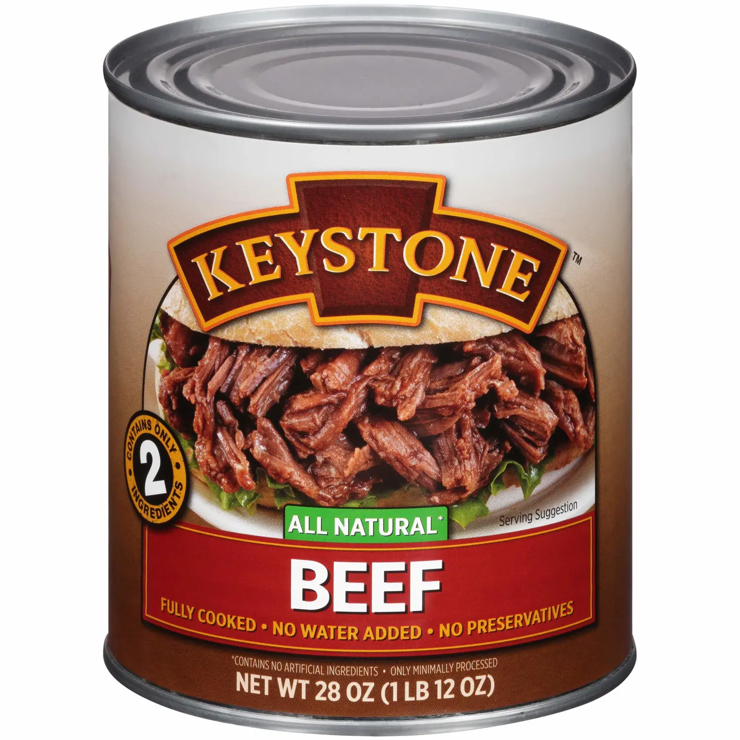 Keystone Meats All Natural Canned Beef 28 Oz Long Term Emergency Survival Food Canned Meat | Fully Cooked Ready to Eat | Gluten Free Pack of 1