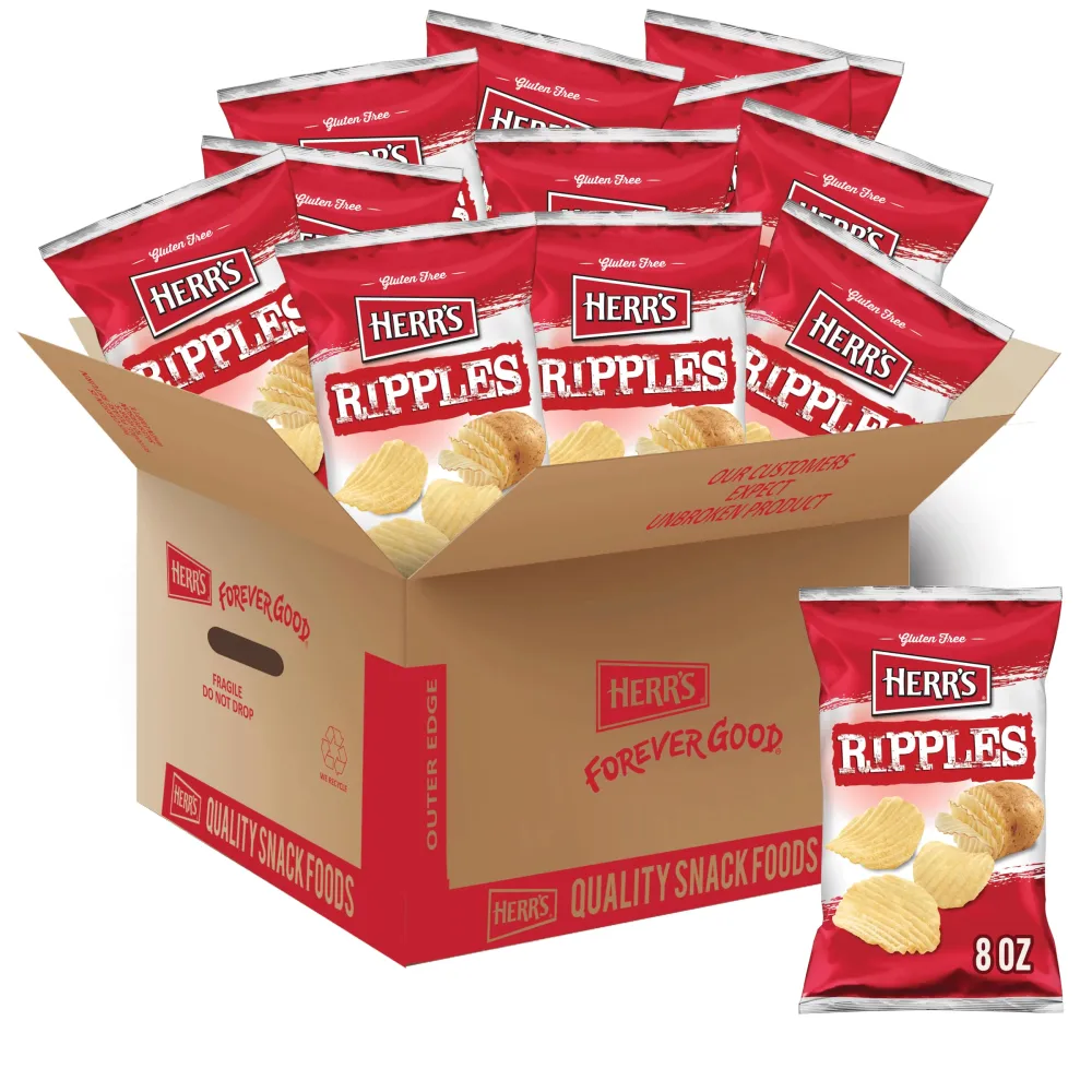 Herr's Ripple Potato Chips, 8 Ounce (Pack of 12 bags)