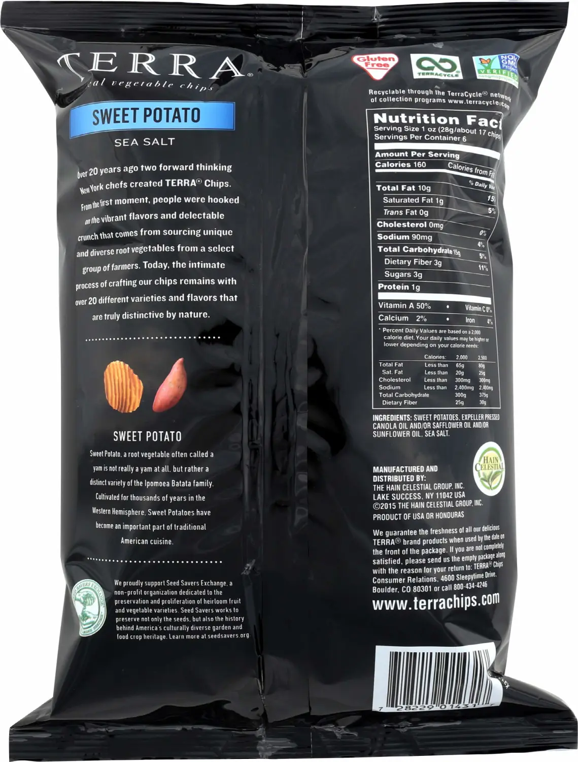 Terra Vegetable Chips, Crinkle Cut Sweet Potato Chips with Sea Salt, 6 oz