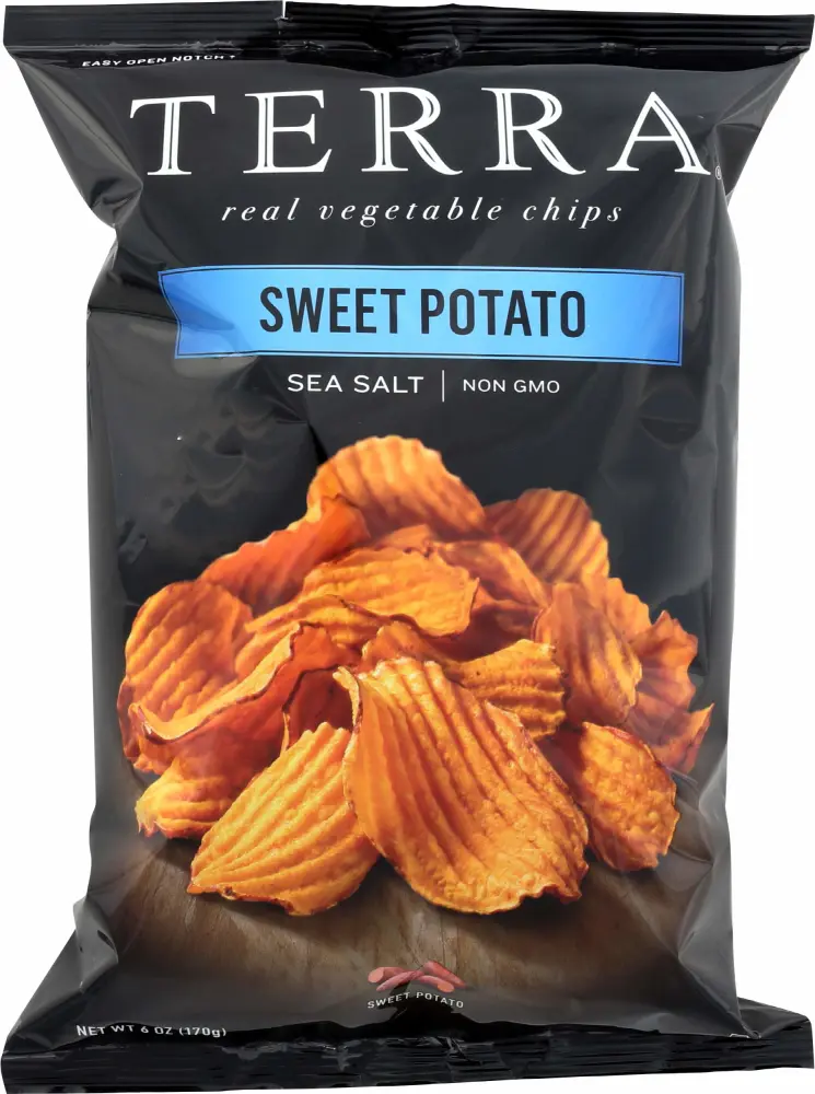 Terra Vegetable Chips, Crinkle Cut Sweet Potato Chips with Sea Salt, 6 oz