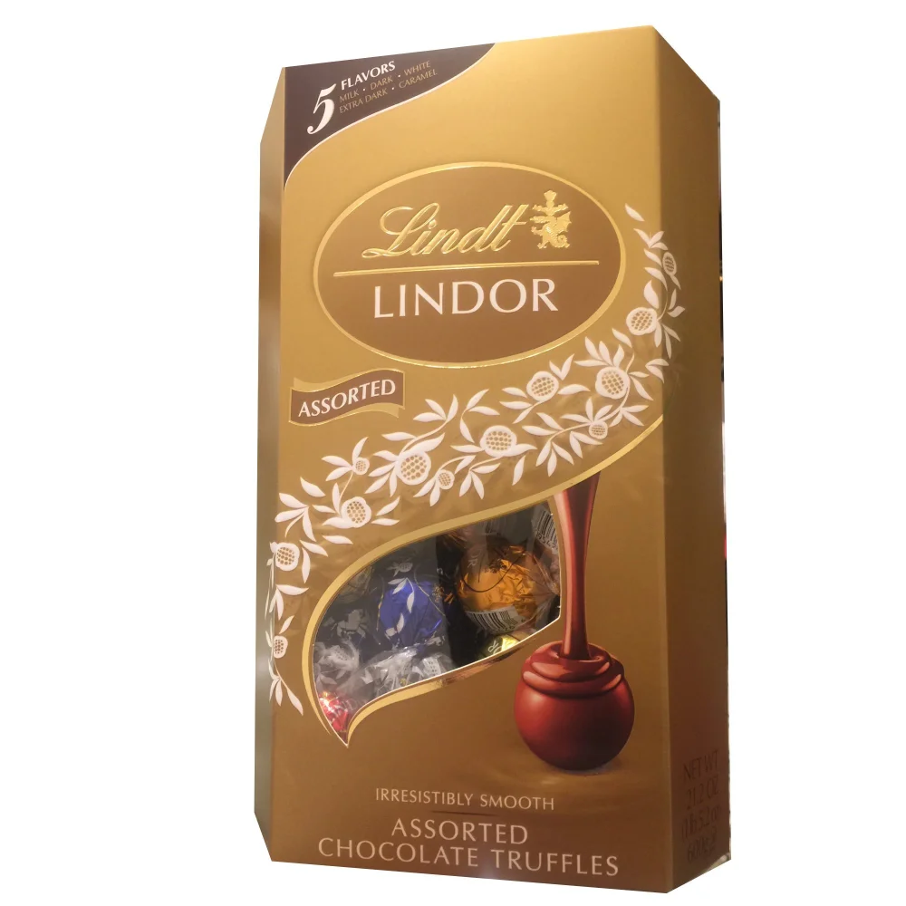 Lindor Lindt Assorted Chocolate Truffles Gift Box, 5 Flavors, 21.2 Ounces