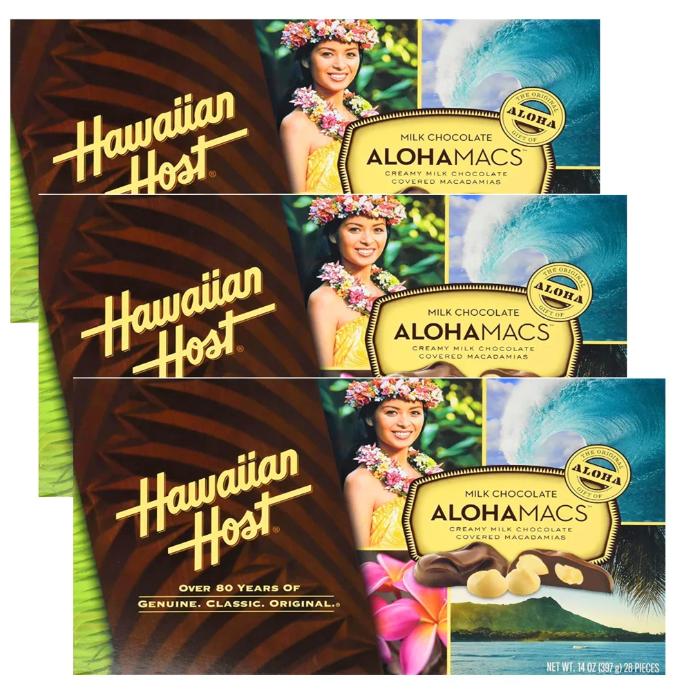 Hawaiian Host Value Pack Macadamia Nuts Milk Chocolate 3 AlohaMac Boxes,7 ounces