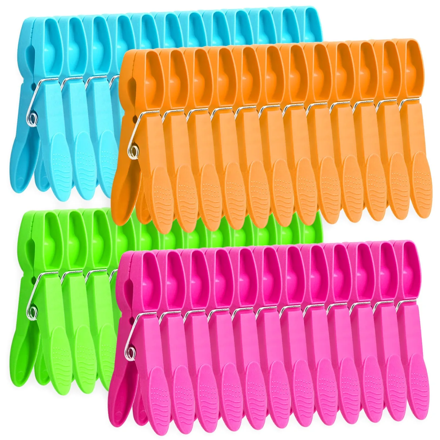 48 Pack Colorful Plastic Clothespins, Heavy Duty Laundry Clothes Pins Clips Pegs, Drying Line Pegs Small Colored Clothes Pins for Outdoor, Clothesline Crafts Picture Clips Food Package Clips