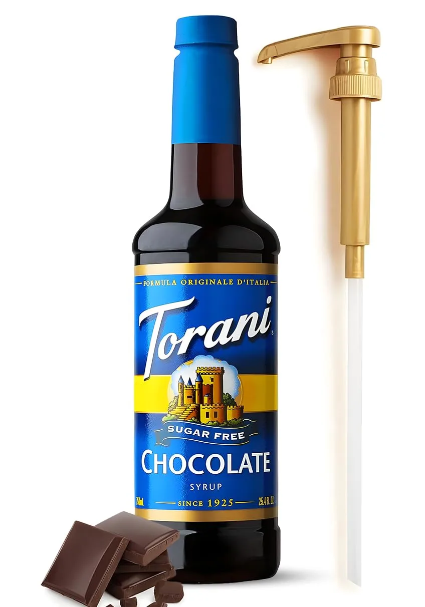 Sugar Free Chocolate Flavored Syrup 25 4 Ounces Chocolate Syrup Coffee Toppings with Fresh Finest Pump