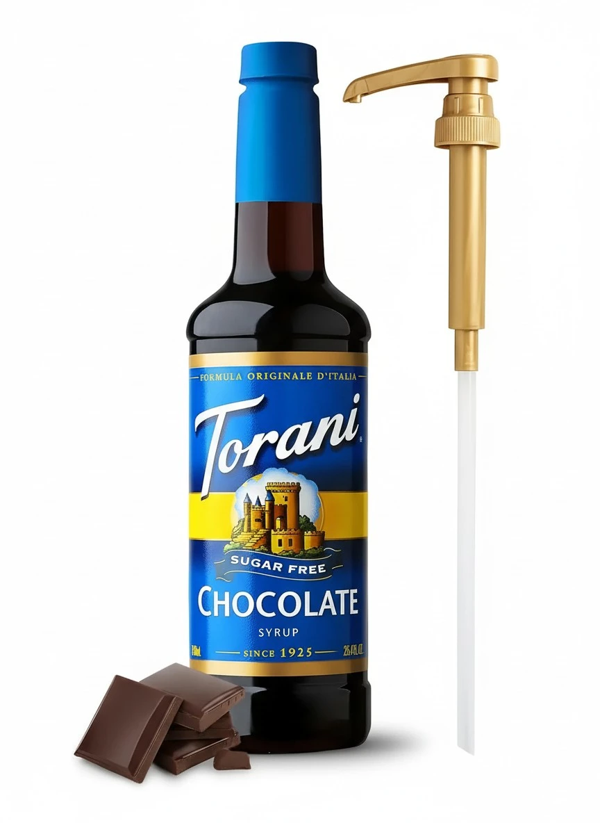Sugar Free Chocolate Flavored Syrup 25 4 Ounces Chocolate Syrup Coffee Toppings with Fresh Finest Pump