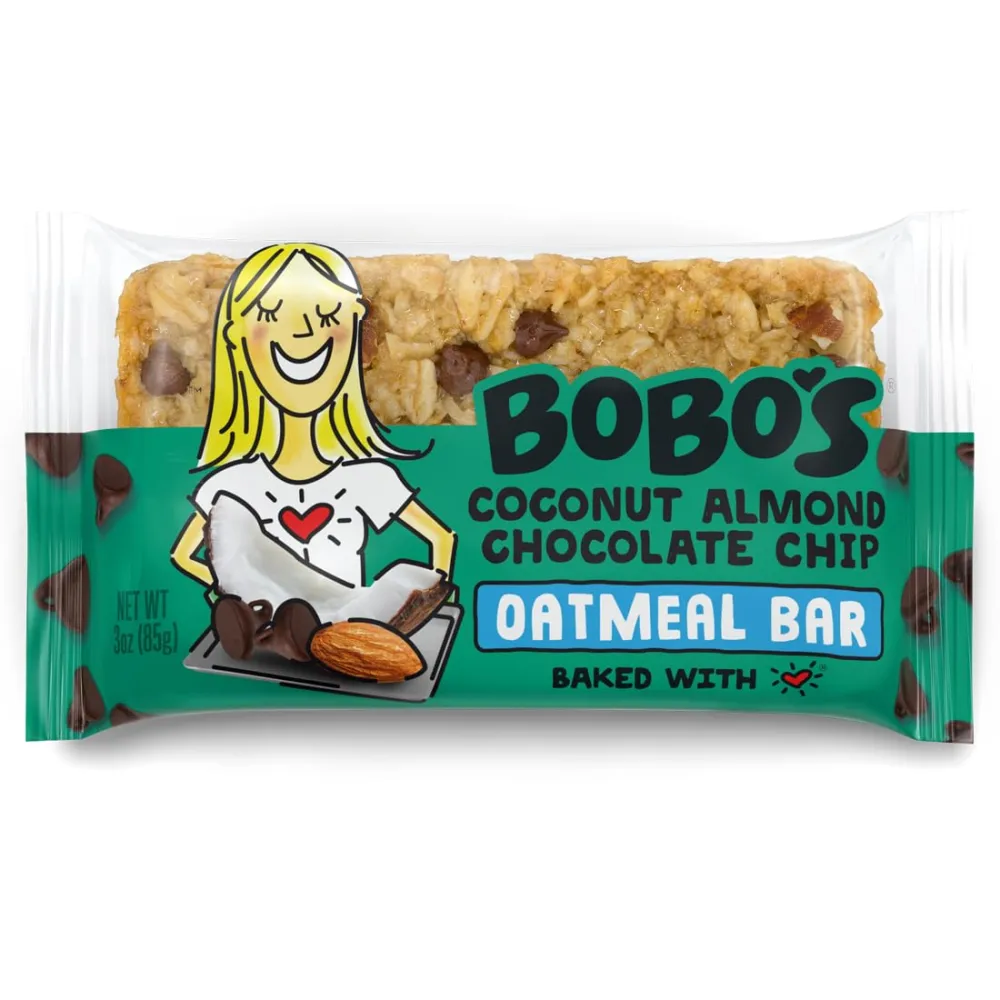 Bobo's Oatmeal Bars, Coconut Almond Chocolate Chip, Gluten Free Vegan Whole Grain Oat Bars, Pack of 12