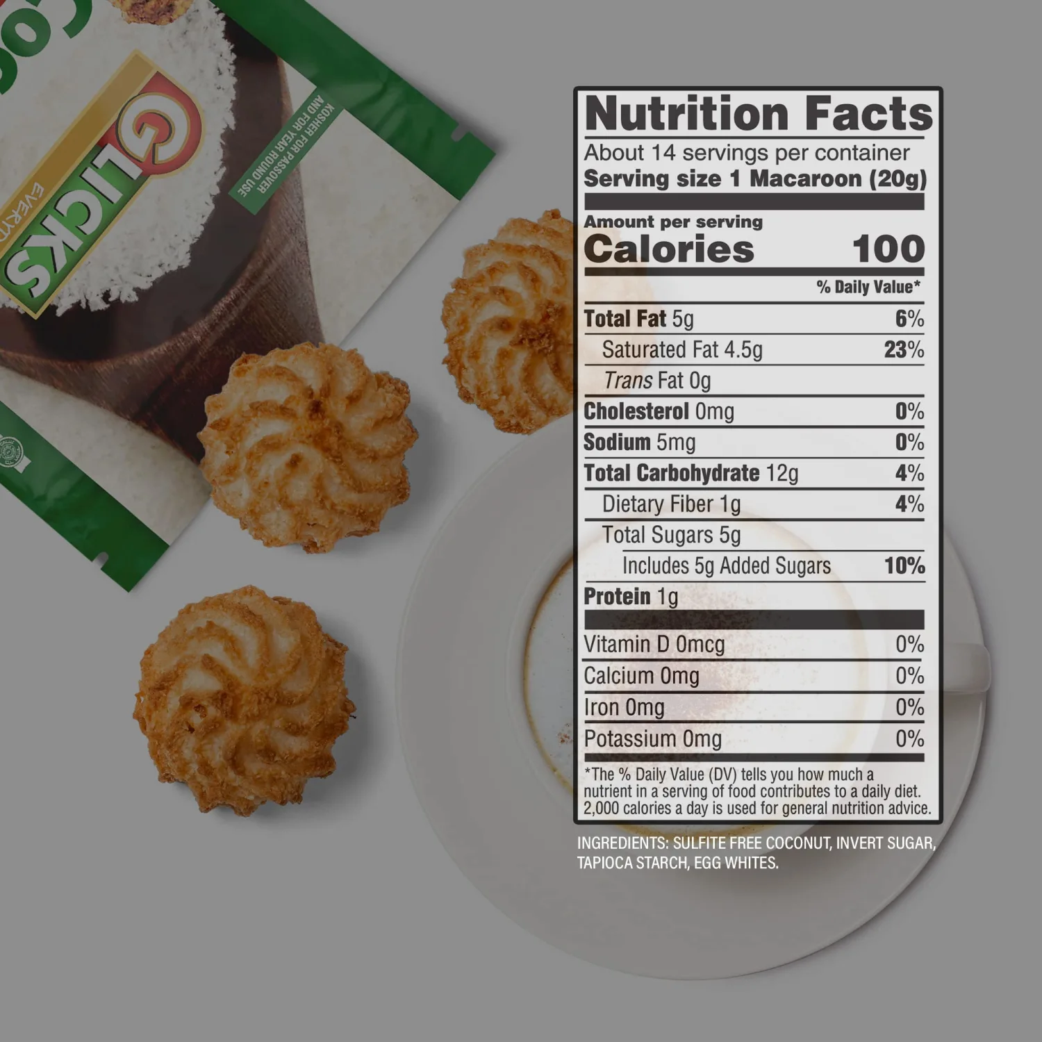 Glicks Gluten Free Coconut Macaroons, 10oz (2 Pack) Grain Free, Dairy Free, Soy Free, Kosher for Passover