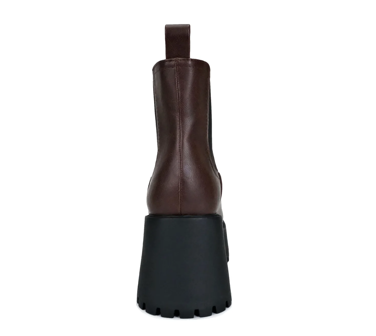 Soda INSTANT Women Chunky Lug Sole Mid Heel Chelsea Fashion Ankle Bootie w/Double Elastic Gore