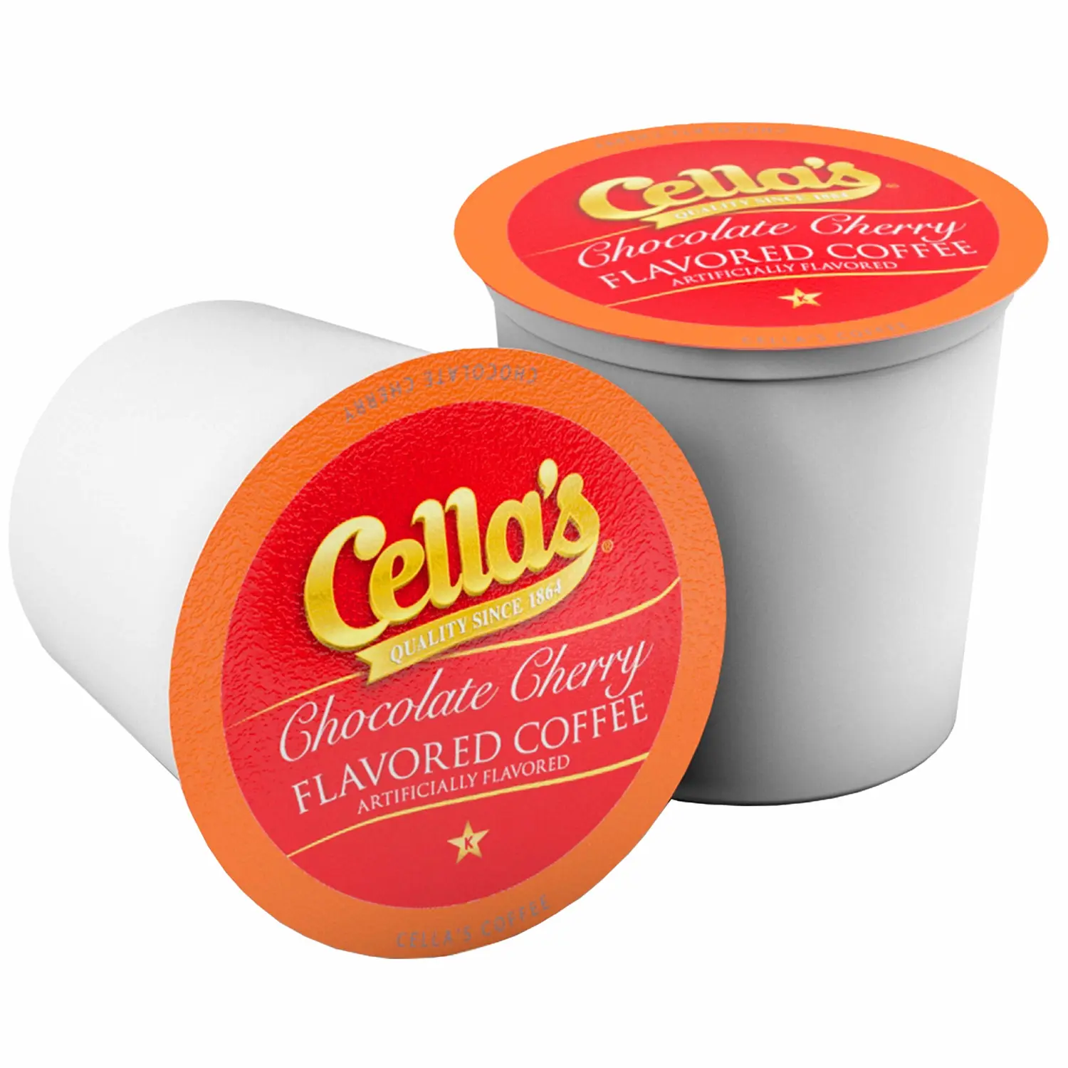 Cella's Chocolate Cherry Coffee Pods Compatible with Keurig K Cup Brewers, Medium Roast Flavored Coffee, Smooth Single Serve Pods for Home and Office, 40 Count
