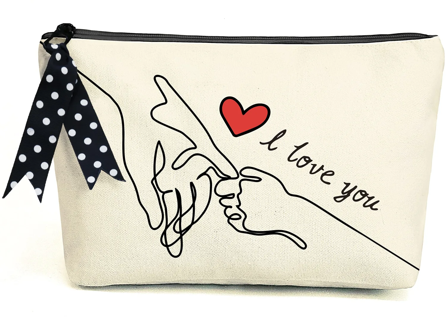 BeeGreen Makeup Case with Liner and Inner Zipper Pocket and 11.8" x 7" x 3.9" Unique Birthday Gifts for Women 12oz Canvas Travel Bag with Ribbon Makeup Bag for Best Friend Mother Gift Ideas