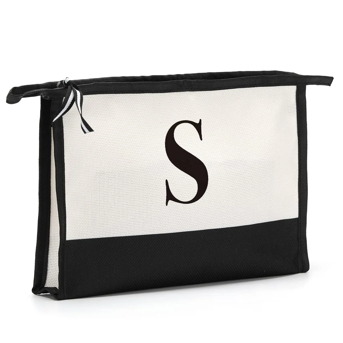 Monogrammed Gifts for Women Initial Monogram Personalized Gifts Cosmetic Bag Travel Makeup Bag Suitable for Wedding Birthday Beach Holiday Gift for Women Mom Teachers Friends Bridesmaids, Letter S