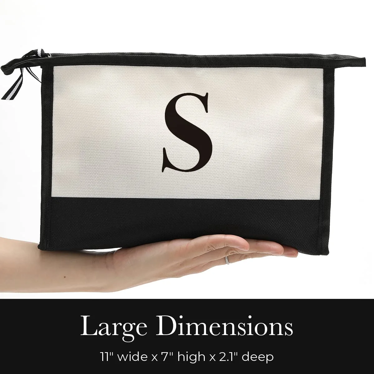 Monogrammed Gifts for Women Initial Monogram Personalized Gifts Cosmetic Bag Travel Makeup Bag Suitable for Wedding Birthday Beach Holiday Gift for Women Mom Teachers Friends Bridesmaids, Letter S