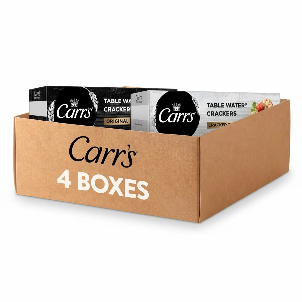 Carr's Table Water Crackers, Baked Snack Crackers, Party Snacks, 2 Flavor Variety Pack (4 Boxes)