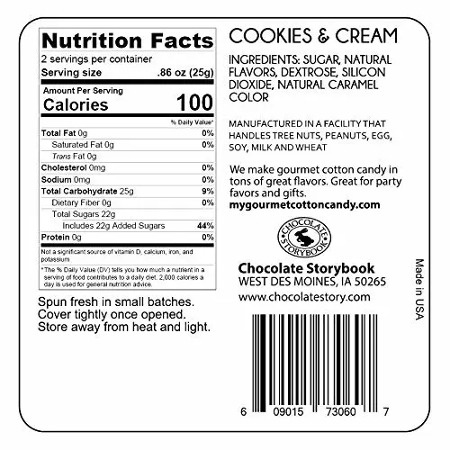 Cookies & Cream Gourmet Flavored Cotton Candy – Unique Idea for Holidays, Birthdays, Gag Gifts, Party Favors