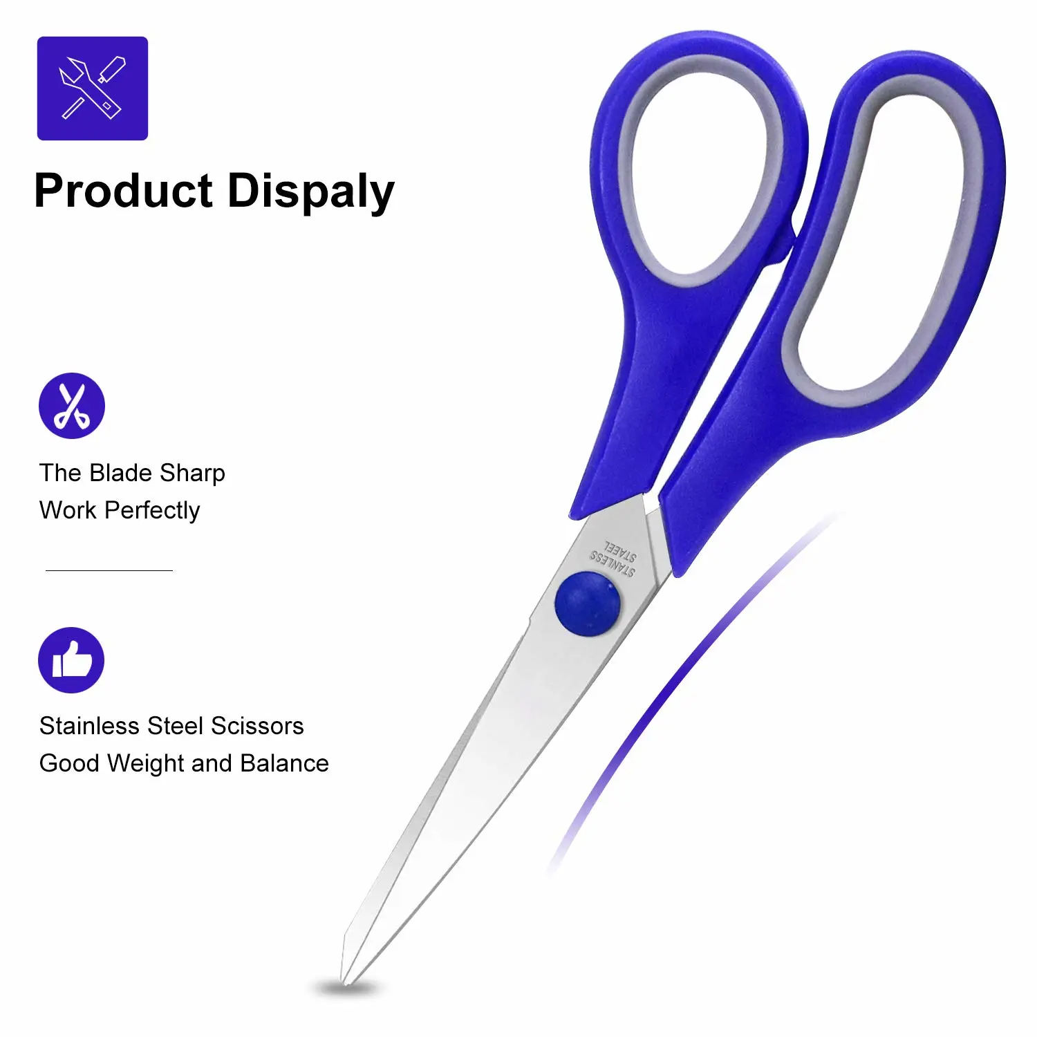 Scissors Bulk 24-Pack, BURVAGY 8" Scissors All Purpose Heavy Duty Sharp Scissors for Office School Home Stainless Steel Blades Safety Soft Grip Handles,Right/Left Handed Scissors