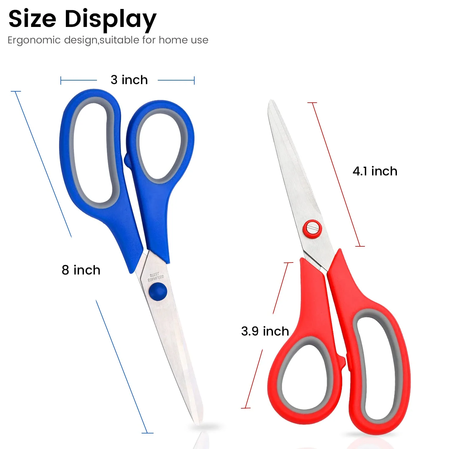 Scissors Bulk 24-Pack, BURVAGY 8" Scissors All Purpose Heavy Duty Sharp Scissors for Office School Home Stainless Steel Blades Safety Soft Grip Handles,Right/Left Handed Scissors