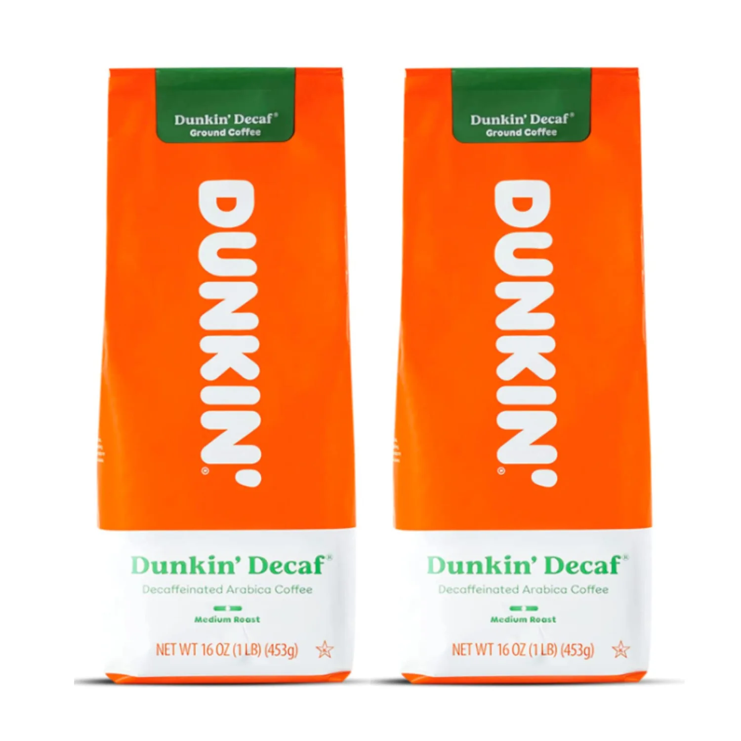 Dunkin Donuts Coffee Decaf 16 OZ Bag, Pack of 2