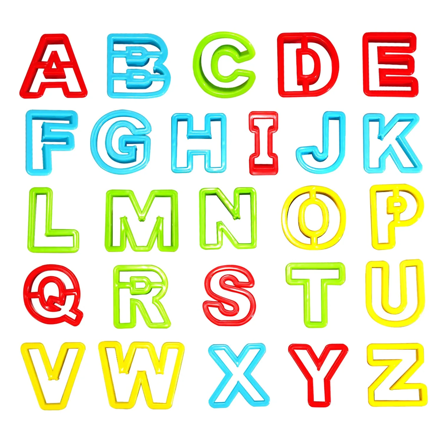 Rimobul Alphabet Dough Cutter Kit with 26 Capital Letters,Clay Dough Tools Set & Play Dough Non-Toxic Modeling 1 inch-2 inch, Assorted Colors