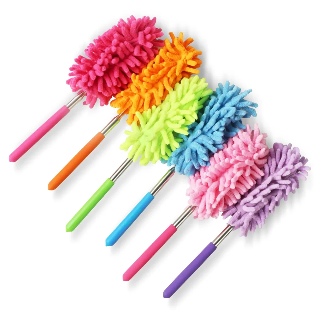 Microfiber Duster for Cleaning, Dusters with Telescoping Extension Pole, Extendable Washable Mini Dusters for Cleaning Car, Window, Furniture, Office (6 Pack)