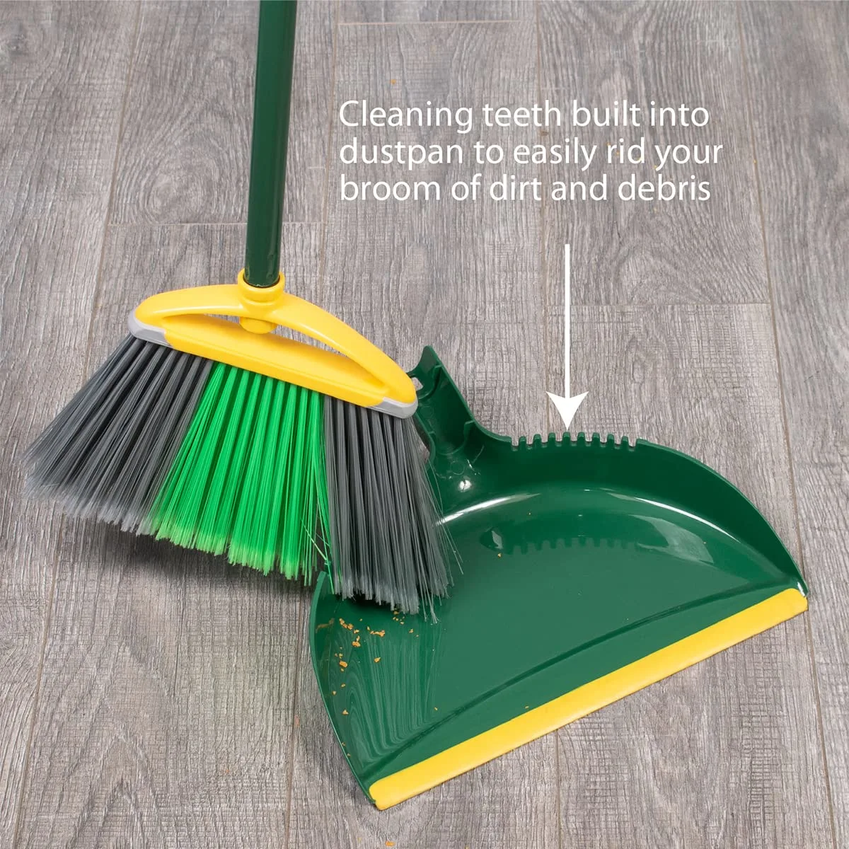 Pine-Sol Jumbo Dustpan, 13.2” | Heavy Duty Dust Pan with Rubber Edge | Clip-On Design Attaches to Standard Broom Sticks, Green