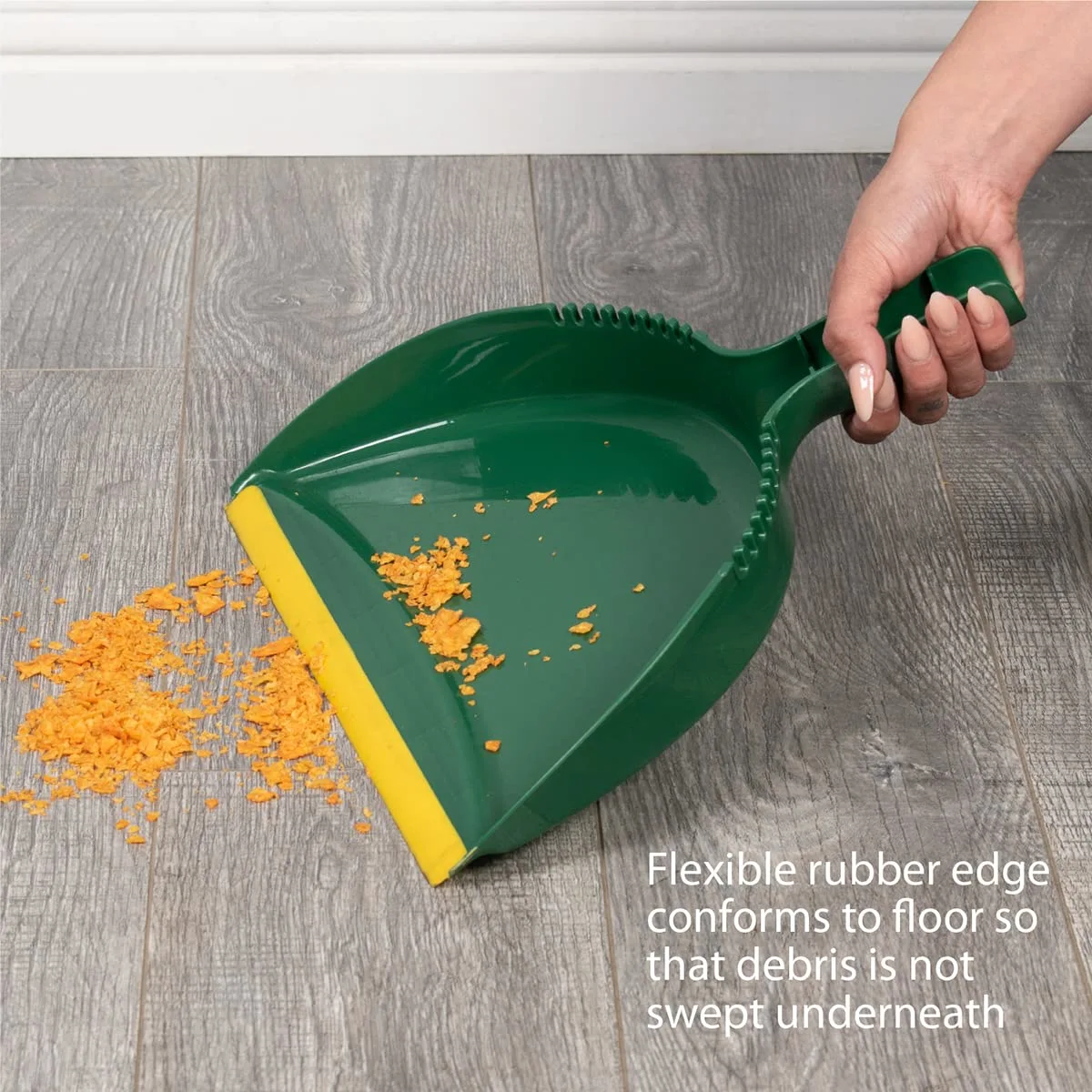 Pine-Sol Jumbo Dustpan, 13.2” | Heavy Duty Dust Pan with Rubber Edge | Clip-On Design Attaches to Standard Broom Sticks, Green