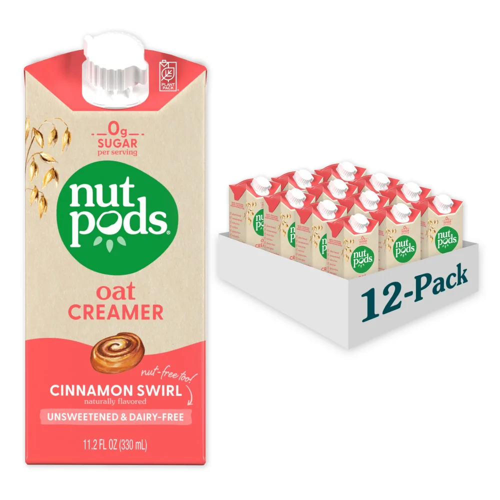 nutpods Oat Cinnamon Swirl Coffee Creamer - Unsweetened Oat Milk Creamer - Nut-Free Non Dairy Creamer - Keto, Gluten Free, Non-GMO, Vegan, Sugar Free, Kosher (12-Pack)