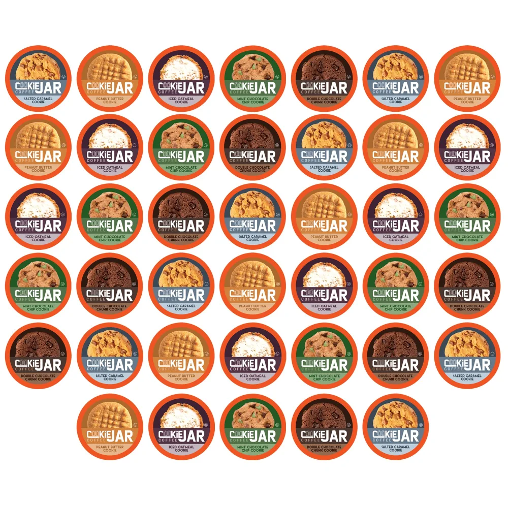 Cookie Jar Assorted Flavored Coffee Pods for Keurig K Cup Brewers, 40 Count Variety Pack – Flavored Coffee Sampler with Multiple Delicious Options