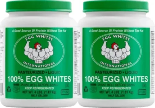 Egg Whites International 100% Pure Liquid Egg White Protein Designed to Drink. NOW 100% CAGE FREE (2 Half Gallons & Pump)