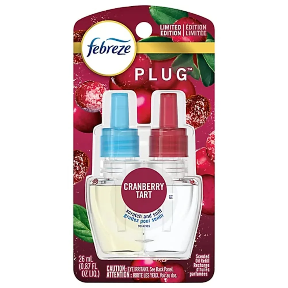 Febreze Plug Air Freshener Scented Oil Refill, Fresh-Twist Cranberry, 1 Count
