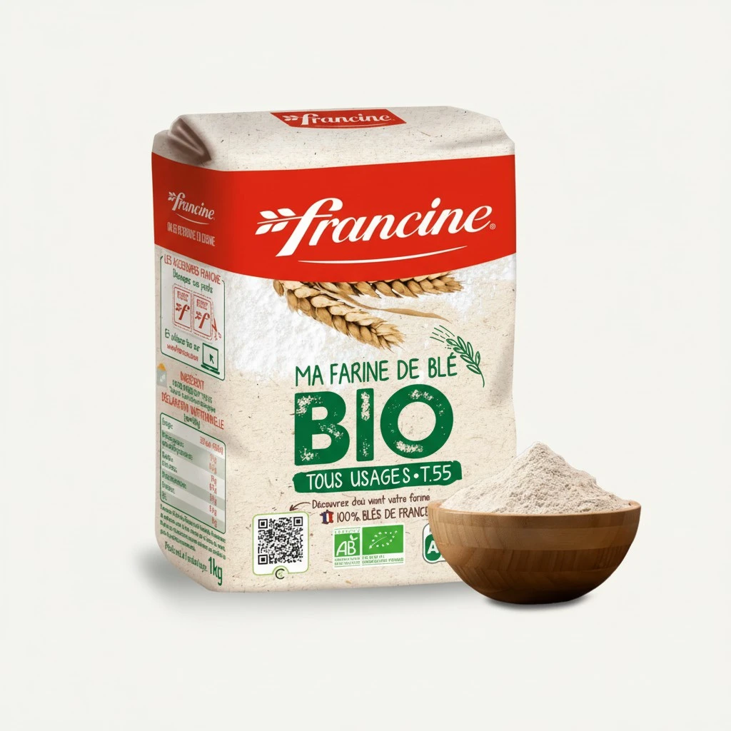 Francine Farine de Ble Bio - French All Purpose Organic Wheat Flour - 2.2 lbs (Pack of 2)