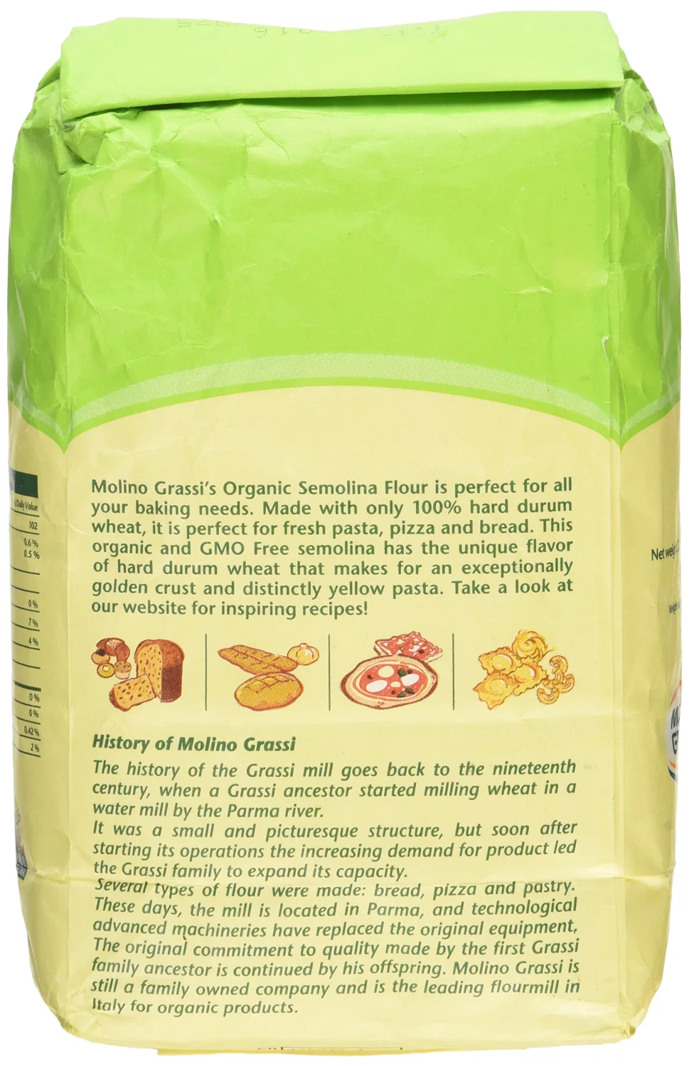 MOLINO GRASSI Organic Italian Semolina Flour, 35.2 OZ