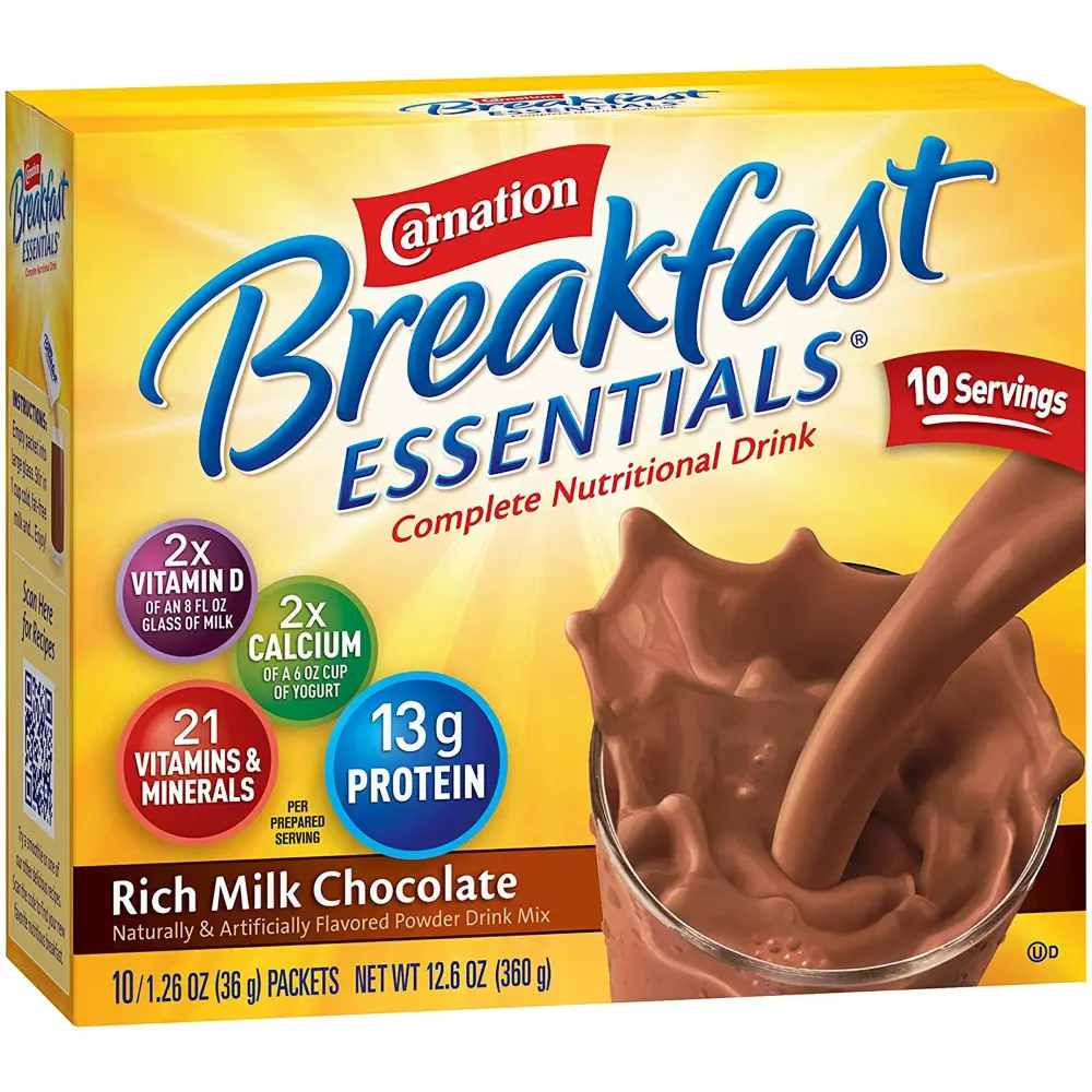 Carnation Breakfast Essentials Rich Milk Chocolate Flavor Powder 36 Gram Container Individual Packet, Nestle Healthcare Nutrition, 11004656 - Case of 60