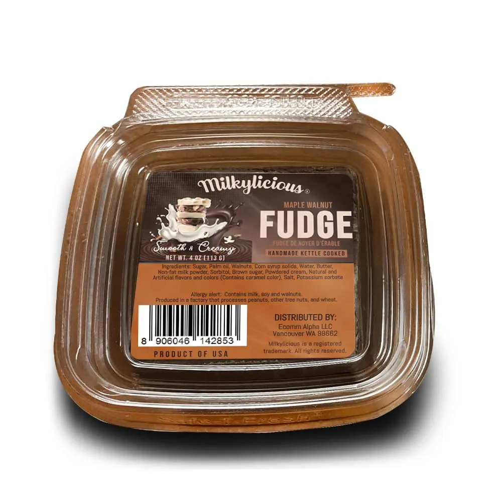 Milkylicious Old Fashioned Handmade Smooth Creamy Fudge - Maple Walnut (1/4 Pound) | Kettle Cooked & Individually Wrapped in USA in Small Batches for a Rich Delicious Taste