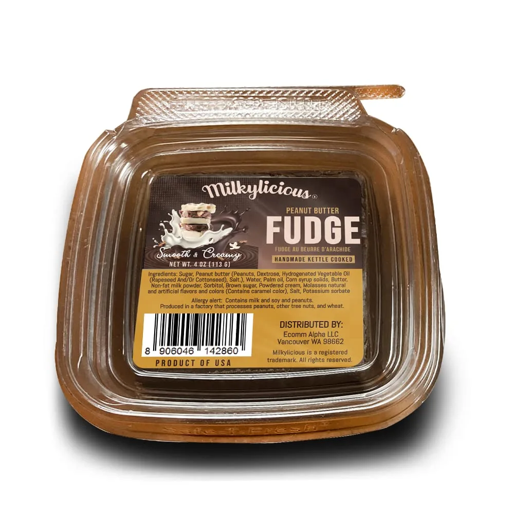 Milkylicious Old Fashioned Handmade Smooth Creamy Fudge - Peanut Butter (1/4 Pound) | Kettle Cooked & Individually Wrapped in USA in Small Batches for a Rich Delicious Taste