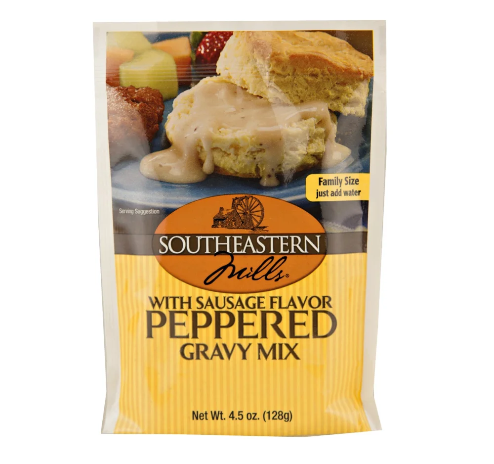 Southeastern Mills Gravy Mix, Sausage Flavored Peppered Gravy Mix, Just Add Water, Family Size, 4.5-Ounce Packet (Pack of 4 Packets)