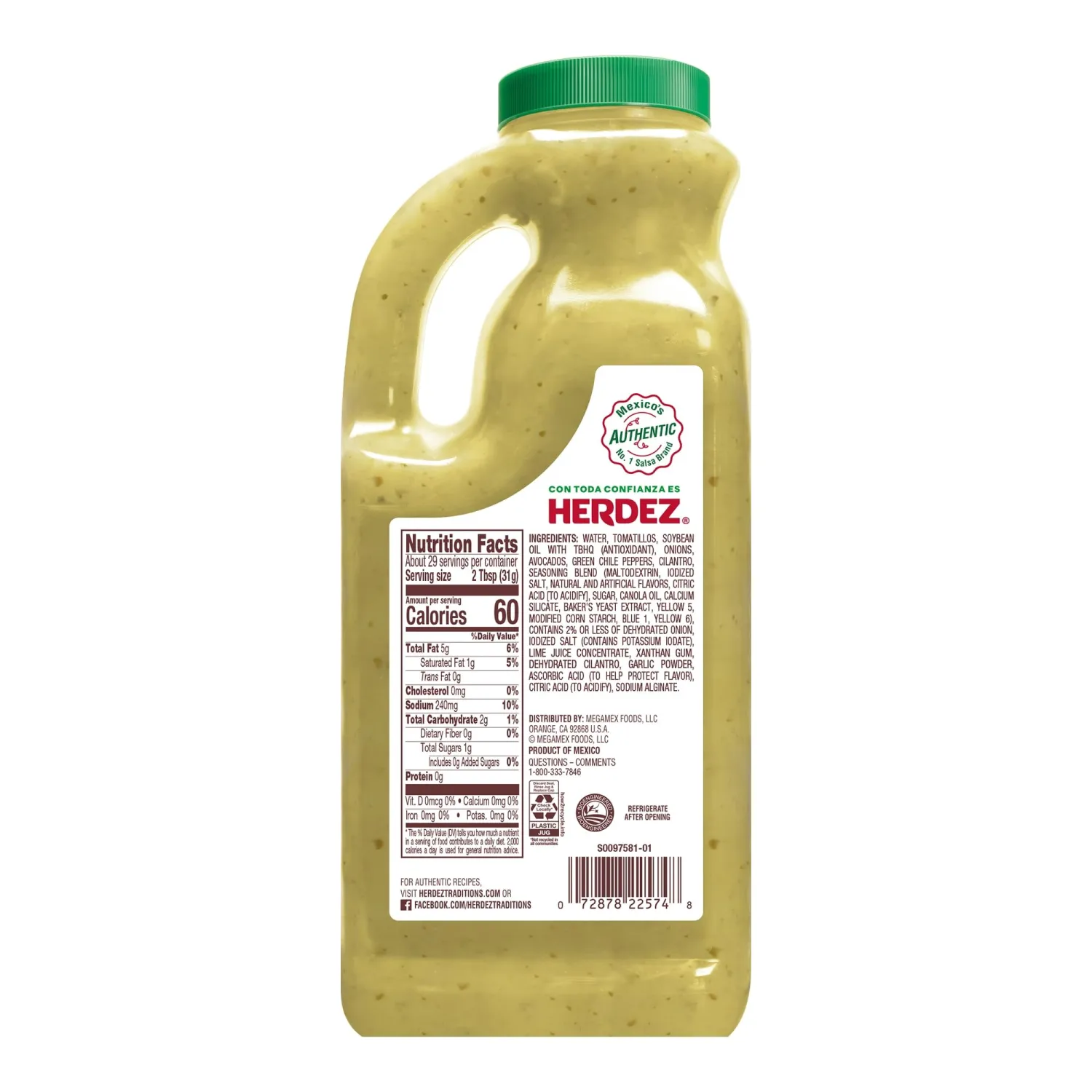 HERDEZ Guacamole Salsa, Medium, 32 oz. jug
