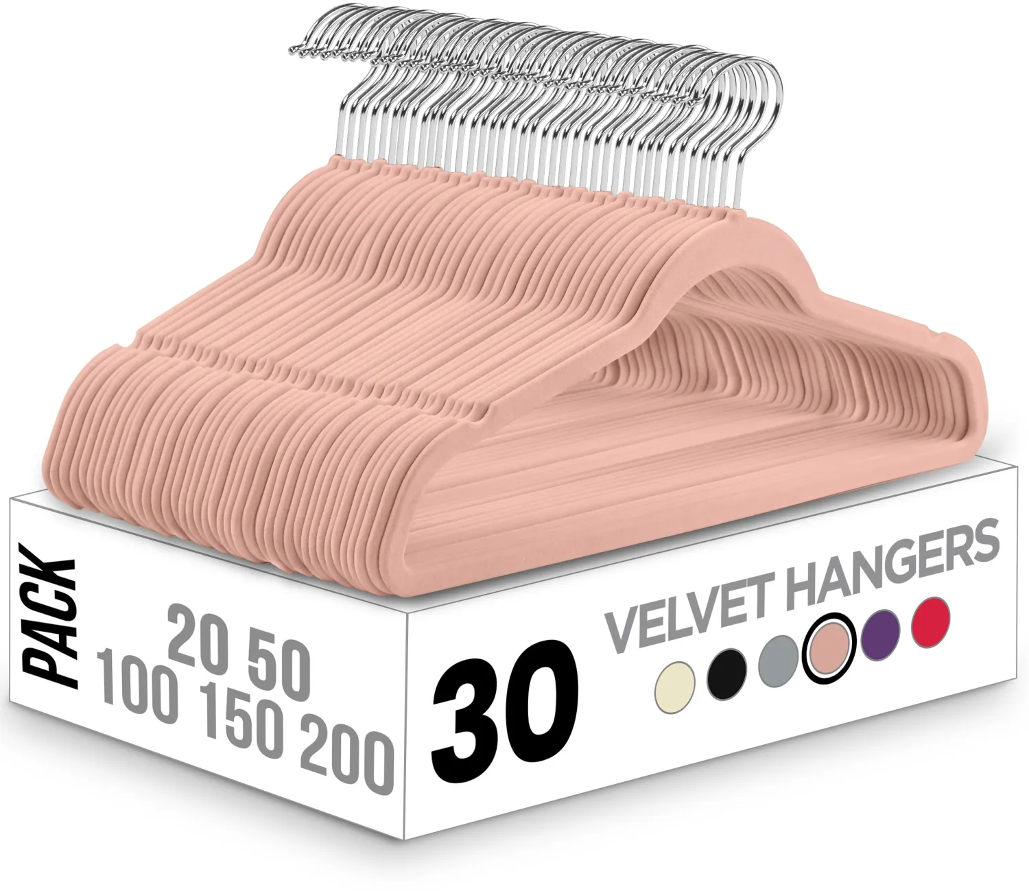 Utopia Home Velvet Hangers 30 Pack - Non-Slip Clothes Hanger Pink with 360 Degree Rotatable Hook - Heavy Duty Coat Hanger - Pants Hangers