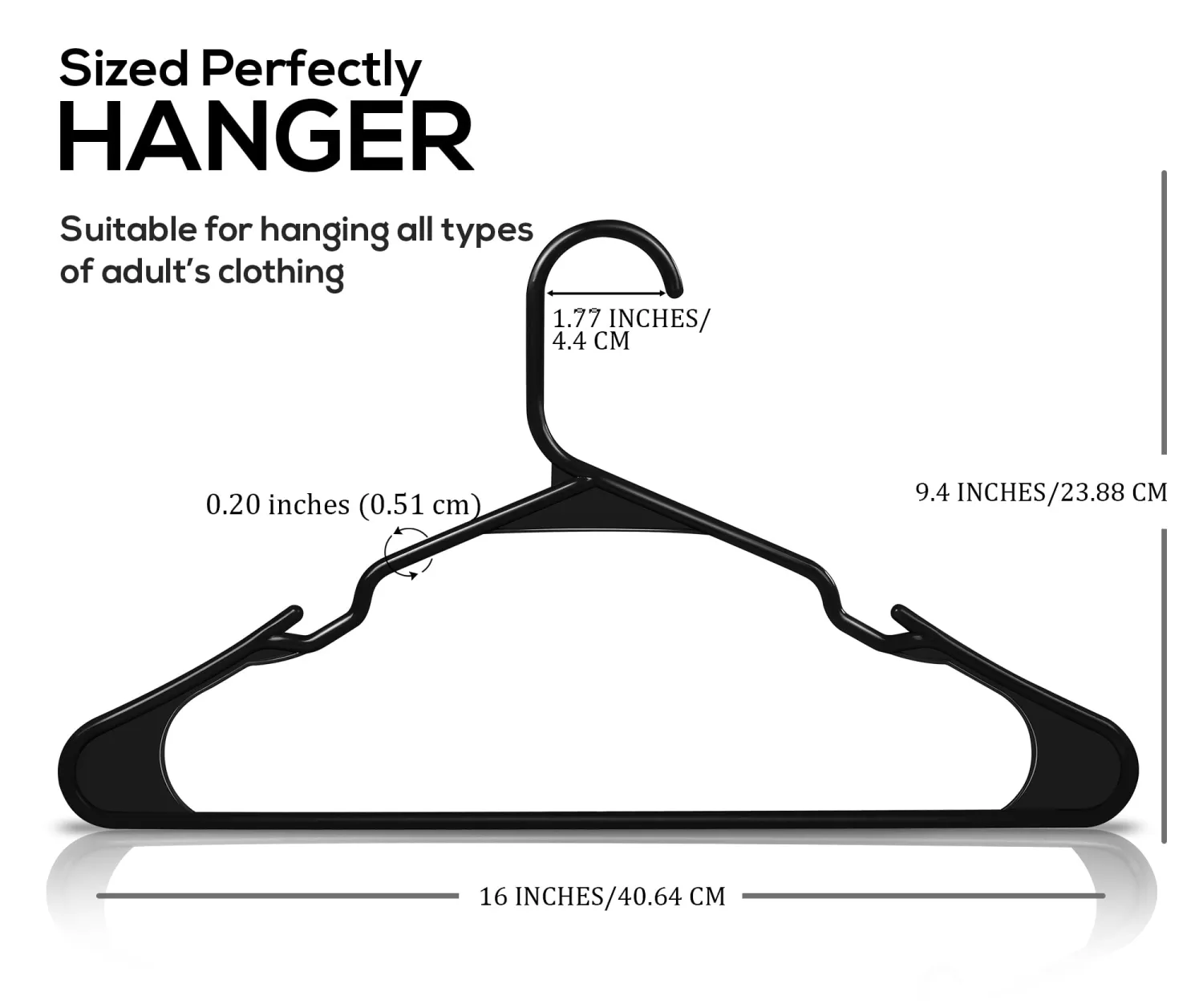 Utopia Home Plastic Hangers 50 Pack - Perfect Space Saving Clothes Hanger - Durable and Strong - Perfect Closet Organizers with Shoulder Grooves (Black)