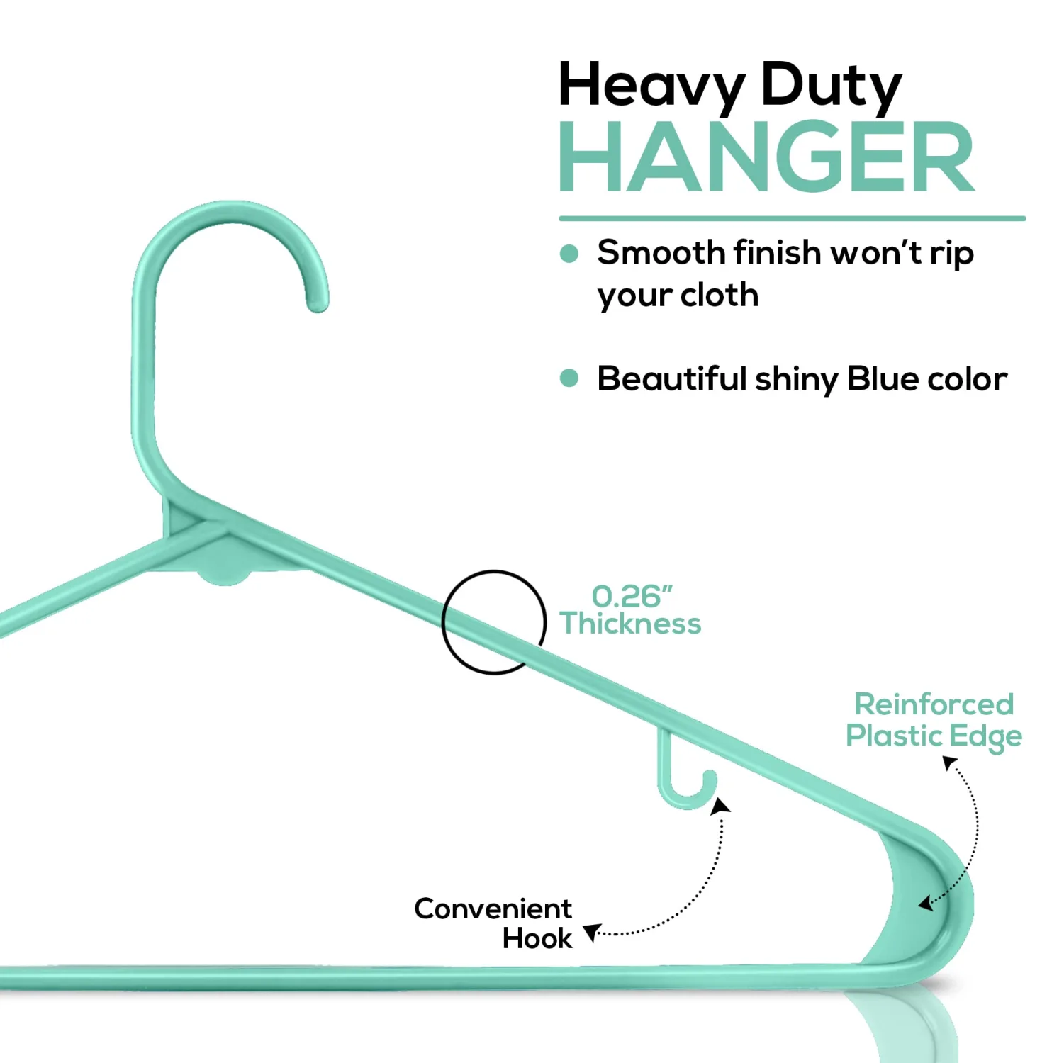 Utopia Home Plastic Hangers 30 Pack - Clothes Hanger with Hooks - Durable & Space Saving Coat Hanger - Heavy Duty Skirt Hangers (Aqua)