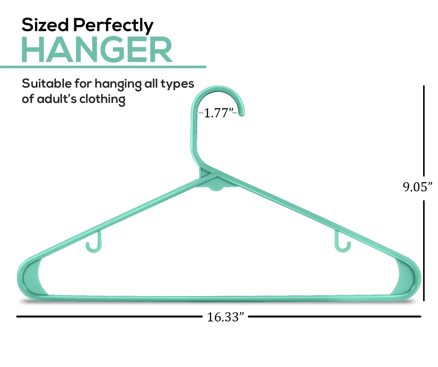 Utopia Home Plastic Hangers 30 Pack - Clothes Hanger with Hooks - Durable & Space Saving Coat Hanger - Heavy Duty Skirt Hangers (Aqua)