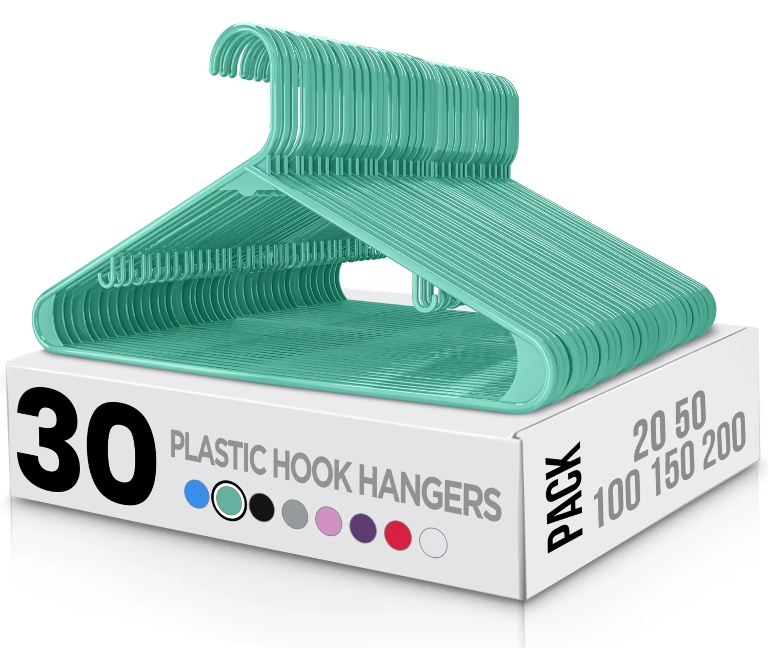 Utopia Home Plastic Hangers 30 Pack - Clothes Hanger with Hooks - Durable & Space Saving Coat Hanger - Heavy Duty Skirt Hangers (Aqua)