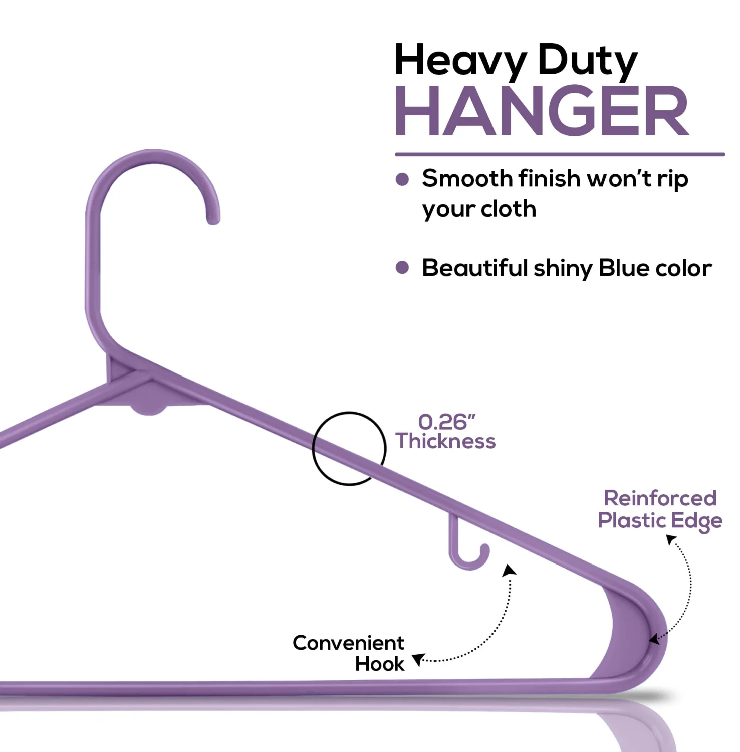 Utopia Home Plastic Hangers 30 Pack - Clothes Hanger with Hooks - Durable & Space Saving Coat Hanger - Heavy Duty Skirt Hangers (Purple)